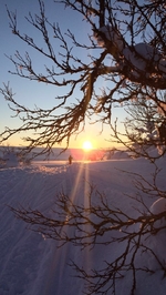 Skitur i solnedgang
