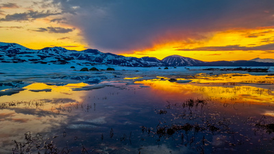 Solnedgang i fjellet